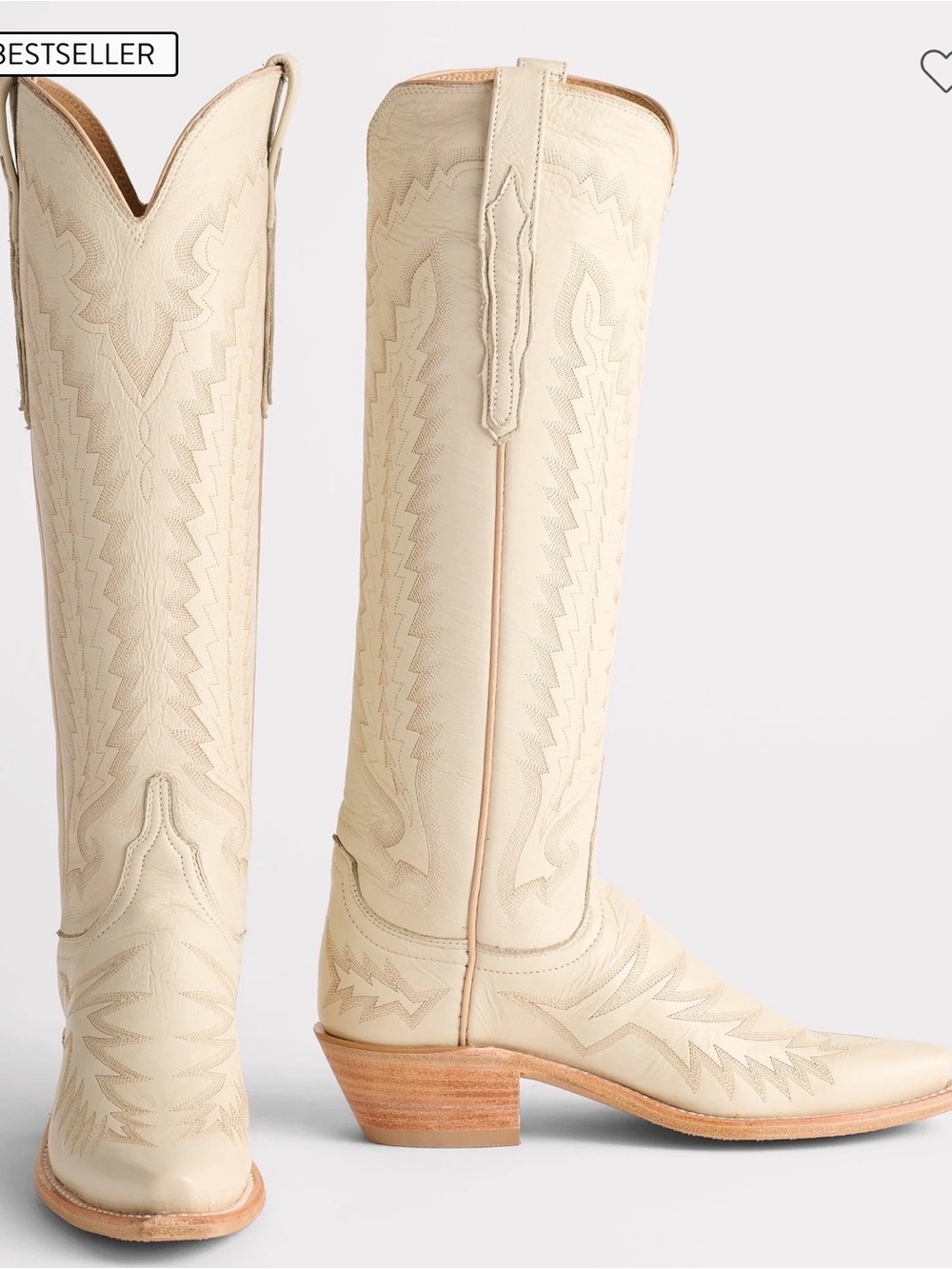 Lucchese Cream Knee-High Western Leather Boots